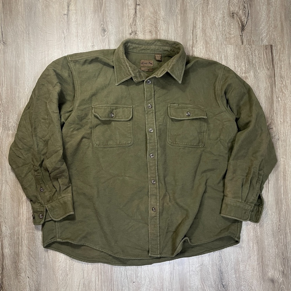 Marino Bay Chamois Cloth Shirt Button Up Green 2XL XXL Cotton Long Sleeve